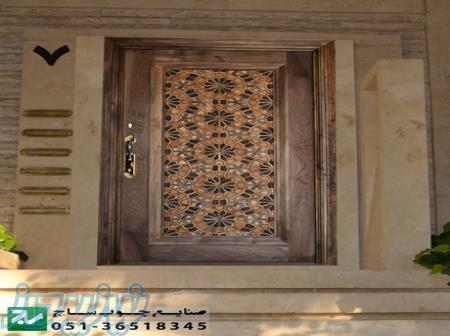 درب چوبی سنتی ورودی ساختمان،آپارتمان گره چینی 