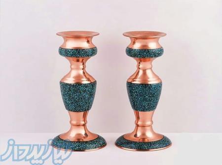 1جفت شمعدان فیروزه کاری شده 