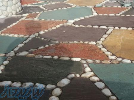 اجرای سنگ لاشه مالون کف دیوار آبنما پله سنگ کوهی 