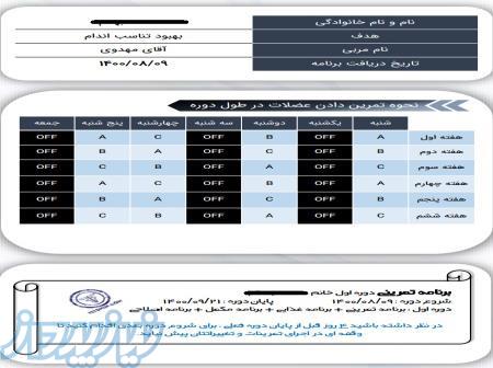 ارائه برنامه بدنسازی 