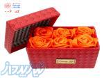 جعبه سورپرایز چرمی قرمز با گل های نارنجی - کد 006 
