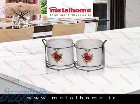 جا قاشق سرامیکی دوقلو رومیزی متال هوم  