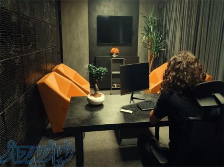 پارتیشن شیشه ای با فریم ام دی اف رنگی