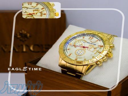 ساعت مردانه طلایی صفحه سفید EAGL TIME مدل 1808 