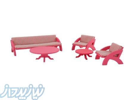 اسباب بازی مبل چوبی صورتی 