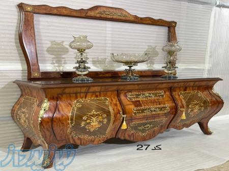 میز کنسول خمره‌ای وسط کشو معرق – کد 27