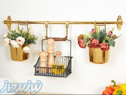 استند دیواری دو گلدان طلایی همراه سبد HULTARP 