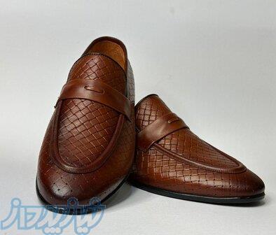 کفش چرم طبیعی کالج طرح حصیری مدل ۱۱۲۸ 