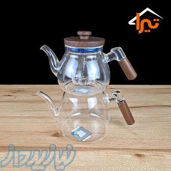 کتری و قوری پیرکس دسته چوبی 