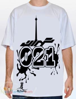 تی شرت بگ با طرح تهران 021 سفید