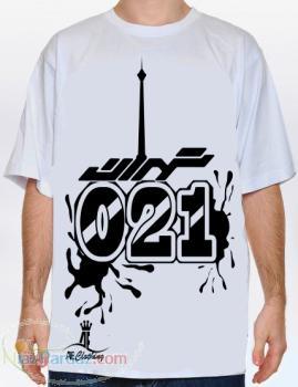 تی شرت بگ با طرح تهران 021 سفید