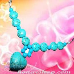 گردنبند فیروزه قلب و دایره