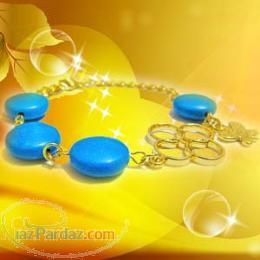 دستبند فیروزه طرح گل و پروانه