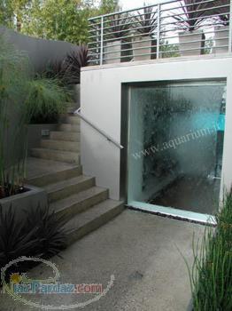 پرده آب شیشه ای ،پرده آب استخر، آبریز خطی ، آبشار میله ای