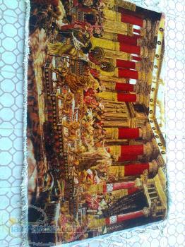 فروش تابلو فرش نفیس ملک سلیمان طرح جدید ستون شرابی