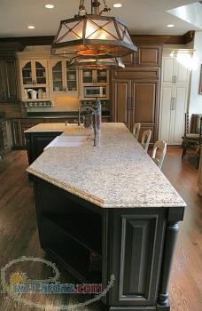 نمای داخلی آشپزخانه با صفحه کورین کرین سامسونگ