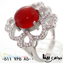 انگشتر عقیق یمنی دایره ای طرح قلب زنانه 