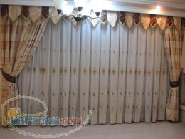 پرده کتان نگین دار 
