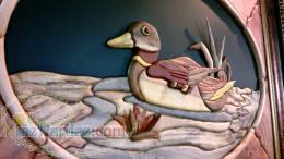 تابلوی معرق و منبت چوبی مرغابی در برکه 