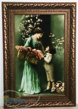 تابلو فرش طرح کامپیوتری مادر و فرزند 