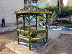 الاچیق سیمانی طرح چوب مبلمان شهری سیمانی طرح چوب نرده  - تهران