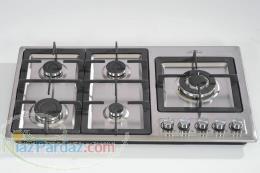 اجاق صفحه ای پنج شعله و چهار شعله شیشه و استیل