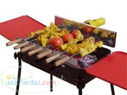کباب پز ذغالی پلین با هفت عدد سیخ جوجه و موتور سیخ گردان 