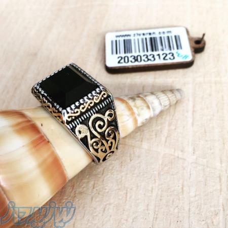 انگشتر نقره مردانه با عقیق مشکی