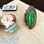 انگشتر استیل زرد با سنگ انگشترسبز کشیده