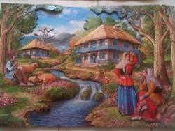 تابلو سه بعدی روستا 