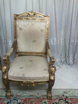 ست کامل مبلمان استیل طرح شیر سلطنتی طلایی با روکش کرم 